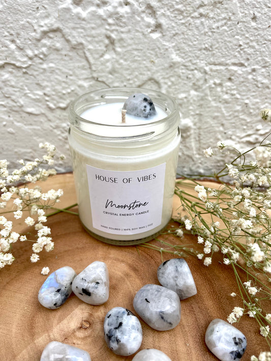 Moonstone Crystal Candle