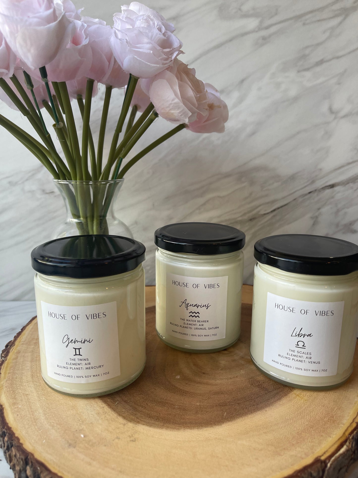 Personalized Sun Moon and Rising Zodiac Candle Set