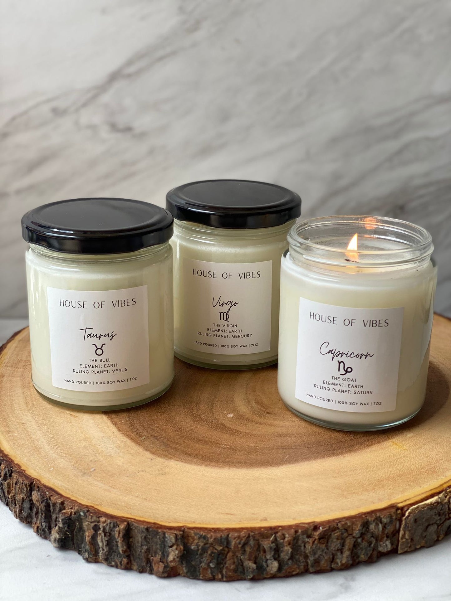 Personalized Sun Moon and Rising Zodiac Candle Set